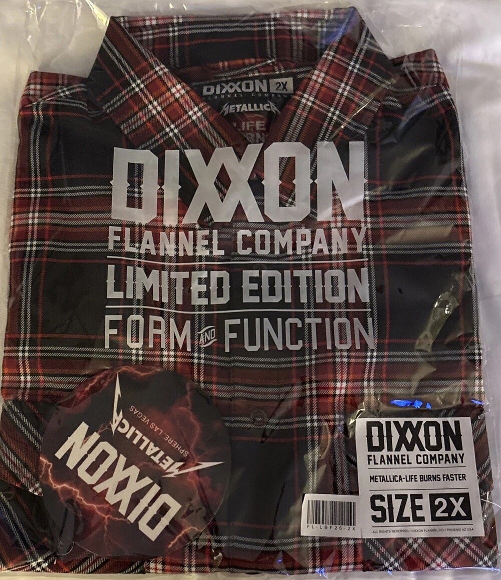DIXXON Flannel x Metallica Life Burns Faster Men's 2XL Band Collab Button Up New - Picture 1 of 5